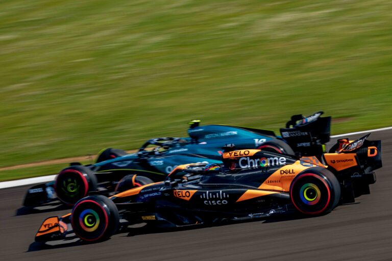 Oscar Piastri on Fernando Alonso During Qualifying at the British F1 Grand Prix Silverstone 2024