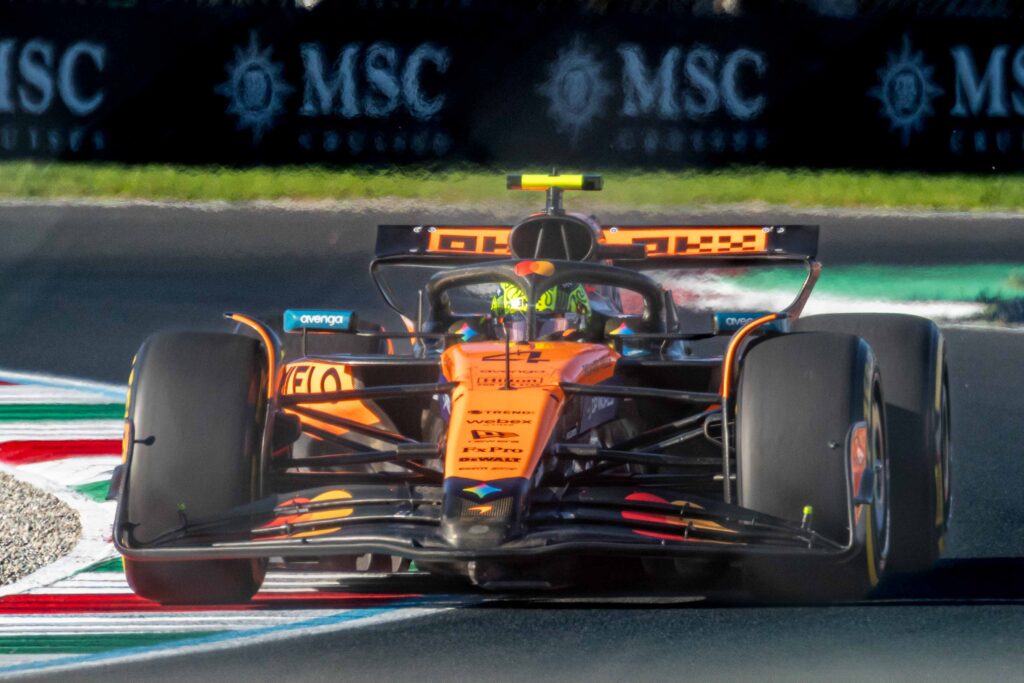 Lando Norris in his Mclaren at the Italian GP weekend in Monza 2025