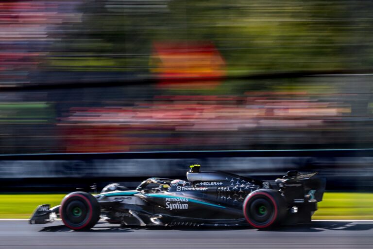 Kimi Antonelli in his Mercedes at the Italian GP weekend in Monza 2025